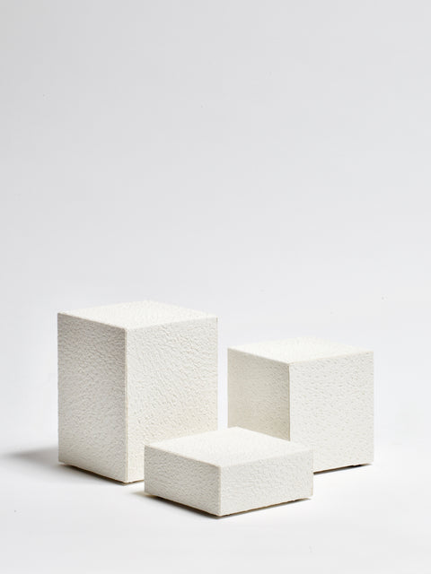 Set van 3 blokjes met struisvogel leer wit
